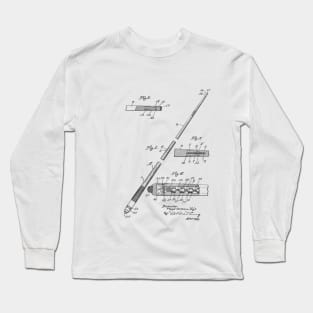 Billiard Cue Vintage Patent Hand Drawing Long Sleeve T-Shirt